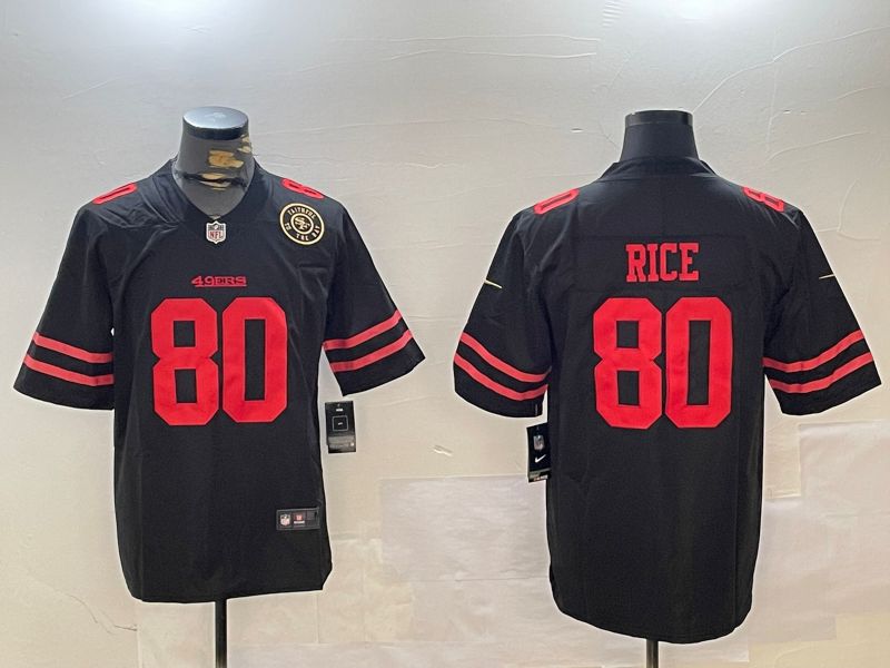 Men San Francisco 49ers #80 Rice Black Second generations 2024 Nike Limited NFL Jersey style 2->->